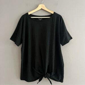 Eileen Fisher Tee Tie Front Relaxed Basic Casual Capsule Organic Cotton Black M
